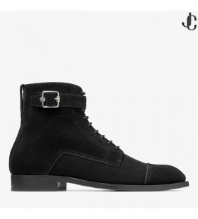 Finnion Lace Up Boot Black Velvet Suede Boot