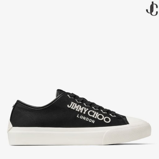 Palma/M Negru si cafea cu Lapte Canvas Low Top Trainers cu Logo-ul Brodate