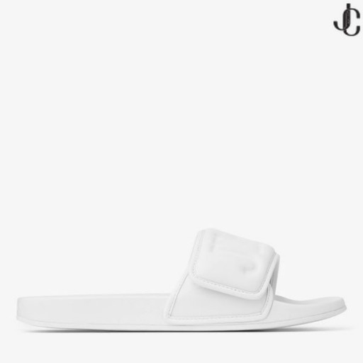 Fitz/M Alb Umflat Lycra Logo-Ul Slide-Uri