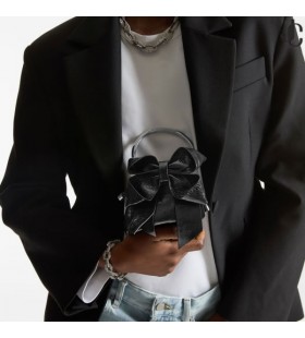 Micro Bon Bon Čierna Vintage Kovové Kožené Mini Taška