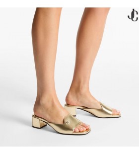 Dina 45 Zlaté Kovové Kožené Sandále Mule