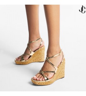 Ayla 110 Zlata Metalíza Kožený Klin