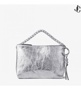 Callie Striebro Vintage Kovové Kožené Spojka Taška