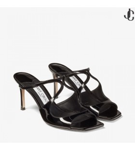 블랙 특허 가죽 노새 아니 75 봄/여름 2023 컬렉션