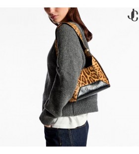 다이아몬드 호보/S 자연적인 표범 인쇄 조랑말을 어깨에 매는 가방