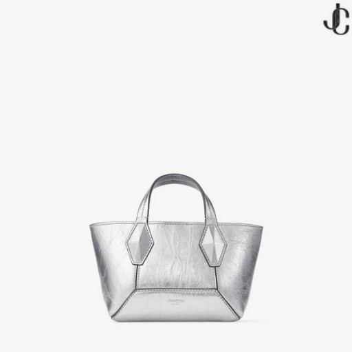 Dijamant torba-Тоут/XS Srebrna Vintage Mini torba Od kože Металлизированной