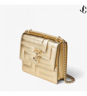 Torba od металлизированной Napa kože Gold Avenue sa svijetlo zlatni amblem JC iz kolekcije jesen AVENUE QUAD 2022