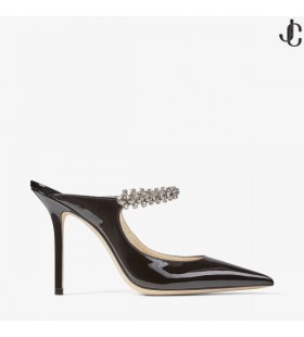 Japanke od Crne Lakirane Kože Bing 100 s Remenom od kristala