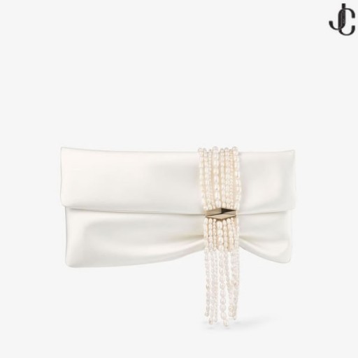Zandra Ivory Satin Clutch Väska OSS