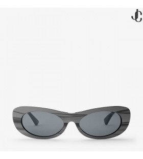 Danny Svart Randig Ovala Solglasögon OSS