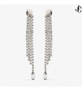 Saeda Fringe Halsband Med Silver-Finish Crystal Frans Örhänge