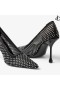 Ixıa 95 Siyah Saten Kristal Örgü Pompalar