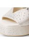 Karlı / PF 125 Fildişi Saten Kristal Platform Sandaletler