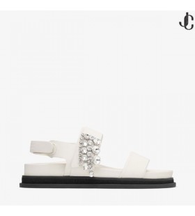 Verity Sandal Düz Latte Deri Kristal Düz Sandalet