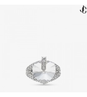 Kalp Çift Yüzük Kristalli Gümüş Kaplama Kalp Çift Yüzük