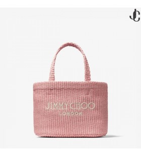 Plaj Çantası E / W Mini Gül / Latte Rafya İşlemeli Mini Tote Çanta ABD