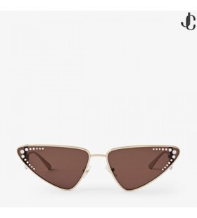 Kristalli Kristal Soluk Altın Kedi Gözü Güneş Gözlüğü