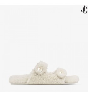 Fayence Sandalet Doğal Kıvırcık Tüylü Sandalet