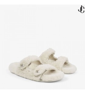 Fayence Sandalet Doğal Kıvırcık Tüylü Sandalet