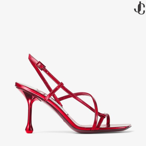 Etana 80 Rubí Rojo De Raso Sandalias