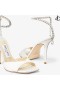 Saeda Sandalia 100 Sandalias de Satén Marfil con Adornos de Cristal