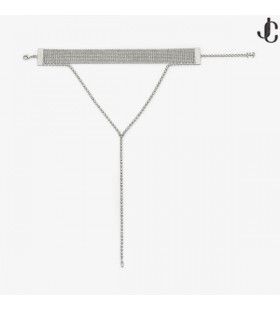 Saeda Collar de Plata con Acabado de Metal de la Cadena Collar de Cristal