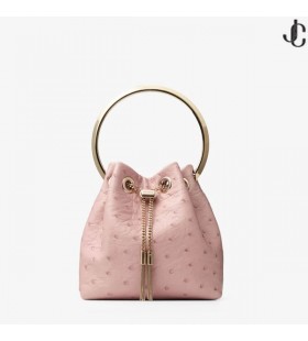 Bon Bon Rosa De Piel De Avestruz Bolsa