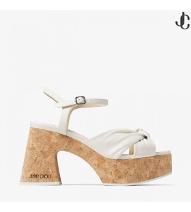 Heloise Cuña 95 Latte Nappa Cuero Sandalias De Plataforma