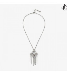 Corazón Gota Collar de Plata con Acabado Corazón Gota Collar con Cristales