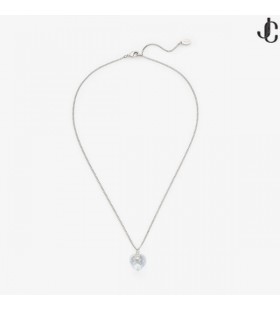 Corazón Collar de Plata con Acabado Corazón Collar con Cristales