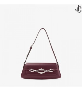 Diamante Hombro Granate Mini Bolso De Cuero De Becerro