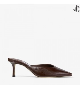 Vivi 65 Café Lagarto Impresa De Cuero Mulas