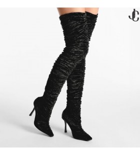 كثير OTK 100 المخمل الأسود الإفراط في الركبة أحذية