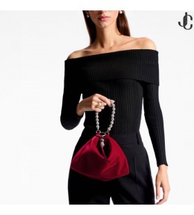 Callie Ruby Red Velvet Clutch Bag