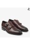Finnion Monkstrap Coffee Lizard Printed Leather Shoes