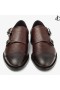 Finnion Monkstrap Coffee Lizard Printed Leather Shoes