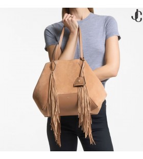 Diamond Tote M Karamelové Semišové Tote Bag S Třásněmi