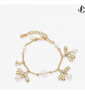 Multi Kouzlo Stuha Náramek Zlatý Kovový Náramek s Stuhy A Perly