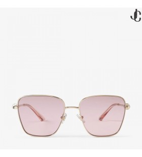 Pua Světle Zlaté hranaté Brýle s Krystaly