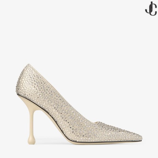 Ixia 95 Gul Kærnemælk Satin med Rhinestones Pumper OS