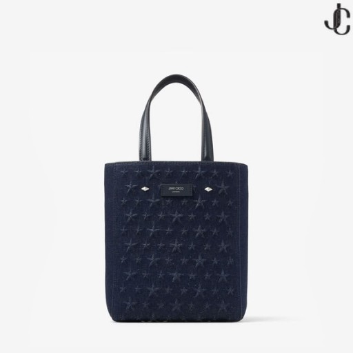 Lenny Mørk Denim/Sølv Præget Denim Tote Bag OS