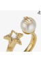 Guld-Færdig Metal Ring med Krystal Stjerne og Pearl JC Stjernede Perle Ring smykkekollektion