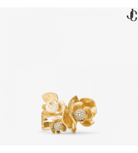 BLAD RING i Guld-Finish Ring med krystaller og Perlen Forskønnelse Nye Kollektion