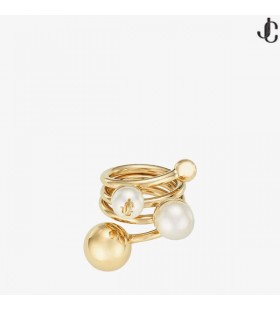 Guld-Færdig Metal Ring med Perler JC Multi Perle Ring smykkekollektion