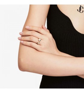 Guld-Færdig Metal Ring med Krystal Stjerne og Pearl JC Stjernede Perle Ring smykkekollektion