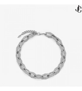 DIAMANT KÆDE HALSKÆDE i Sølv-Finish Chain Halskæde med Bane Krystaller Nye Kollektion