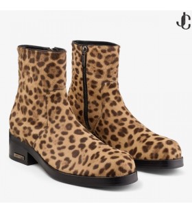 Elias Zip Boot Naturlige Leopard Print Pony Zip Støvler