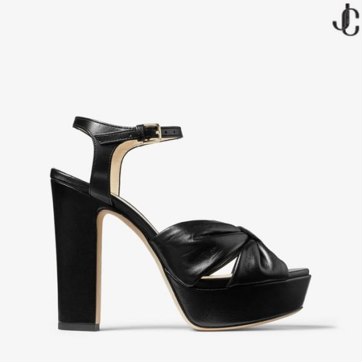 HELOISE 120 Zwart Nappa Leather Platform Sandalen Zomer Collectie