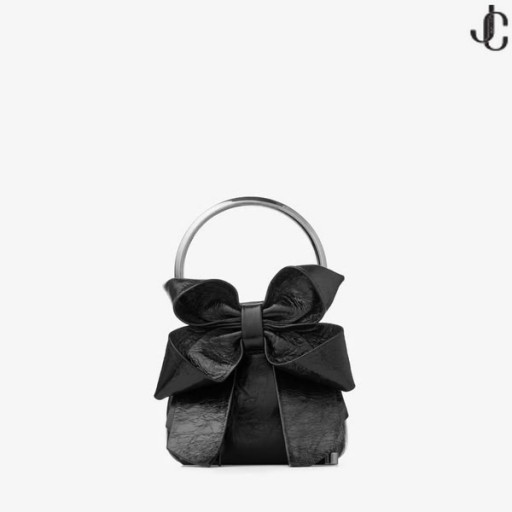 Micro Bon Bon Zwarte Vintage Metallic Lederen Mini Bag