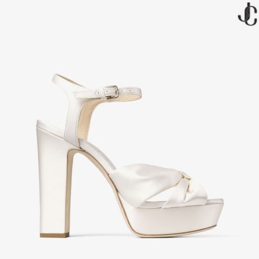 Ivoor Satijn Platform Sandalen Heloise 120